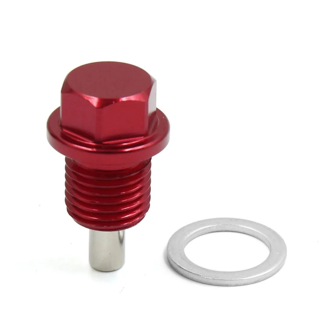 sourcing map M14 X 1,5 Aleación Rojo Tornillo Magnéctico para Drenaje de Carter de Aceite con Arandela para Motor de Coche