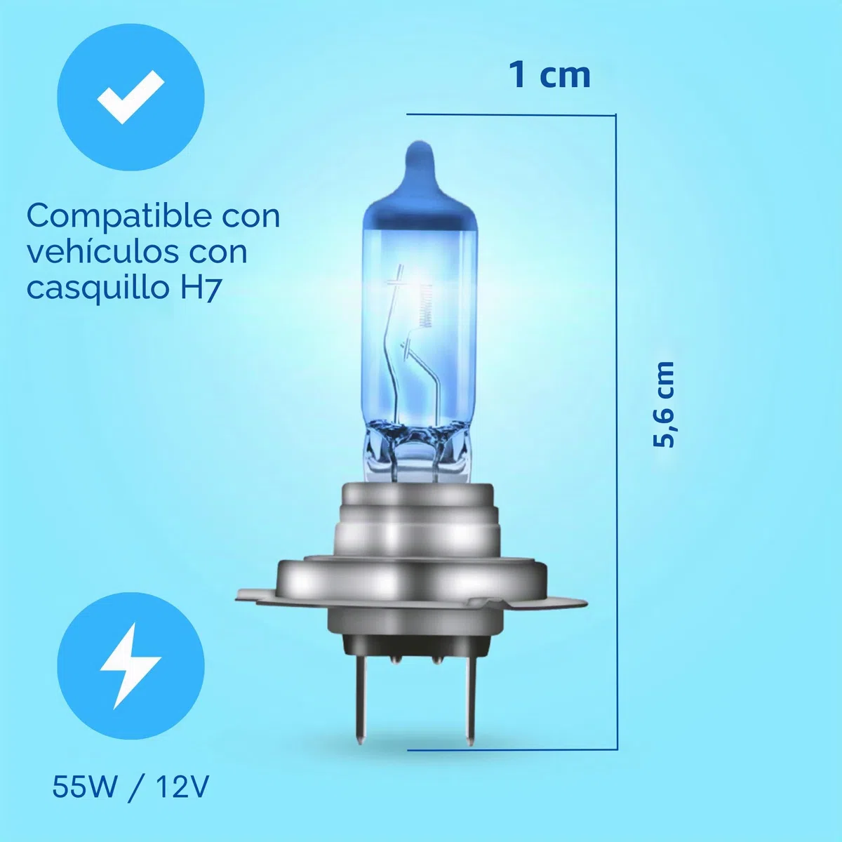 Juego de 2 bombillas H7 de xenón de Diamond Vision, 12 V, 55 W, luz muy blanca de 8500 K, muy duraderas, con certificación E, adaptación 100%, luz de cruce, luz de ráfagas, PX26D