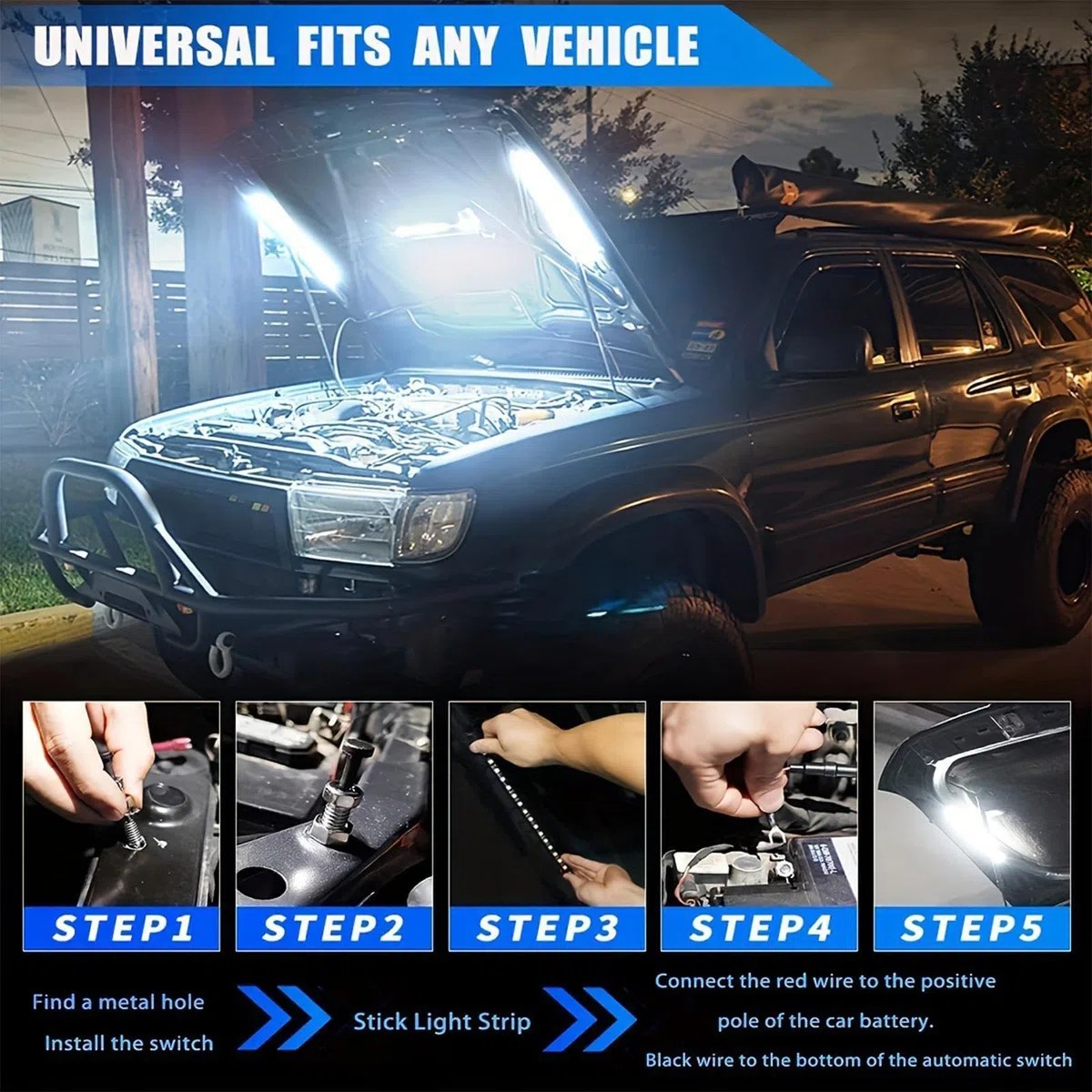 Luz para capó de coche, luces LED de trabajo debajo del capó, iluminación de seguridad versátil en el lugar de trabajo, herramientas de diagnóstico, productos de iluminación de repuesto para