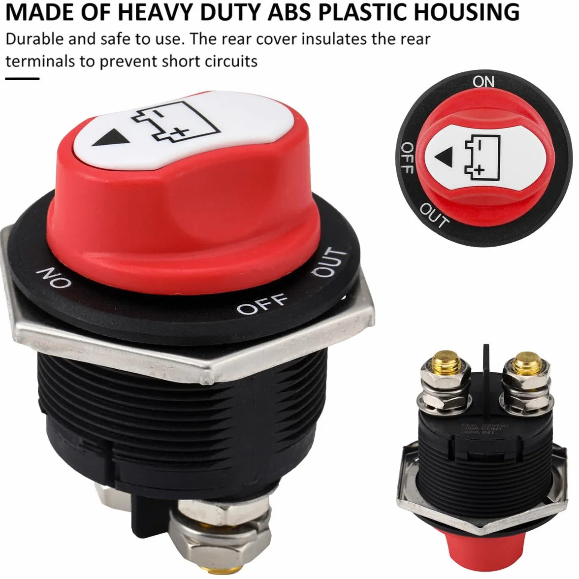 Greluma 1PC Interruptor de desconexión de batería de automóvil de 200A, interruptor aislador de corte maestro de batería de 12V-24V, interruptores de batería de encendido y apagado para marinos