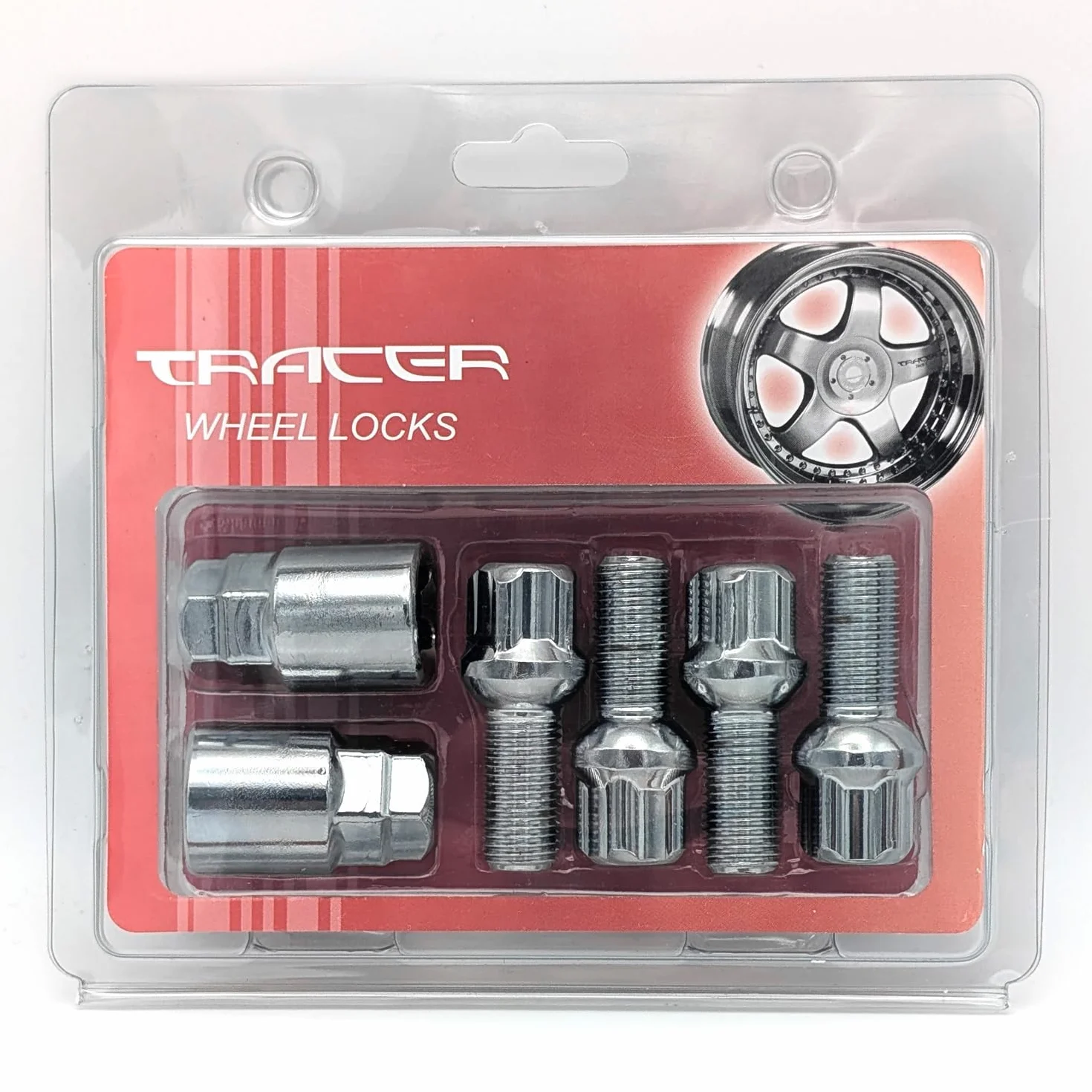 TRACER Juego de pernos para llanta antirrobo M14 x 1,5, 27 mm, con 2 llaves compatibles con Audi, VW, Seat, Skoda