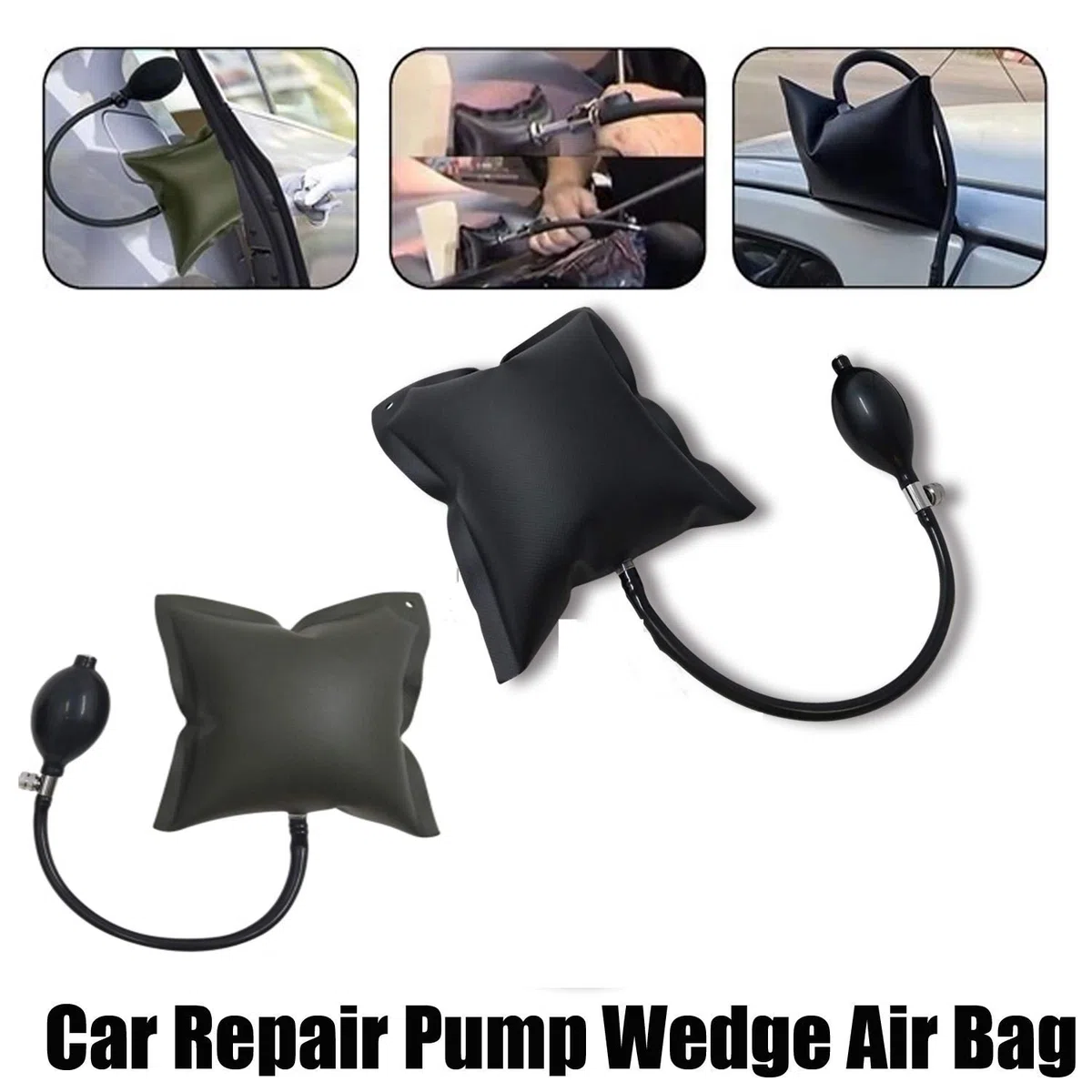 Rmeet Bomba de Aire,2 Pack Inflables Herramienta de Alineación TPU Cuña del Aire de Bomba Amortiguadas del Aire de Shim para Puertas Ventanas Coches Verde Negro 15 * 16CM