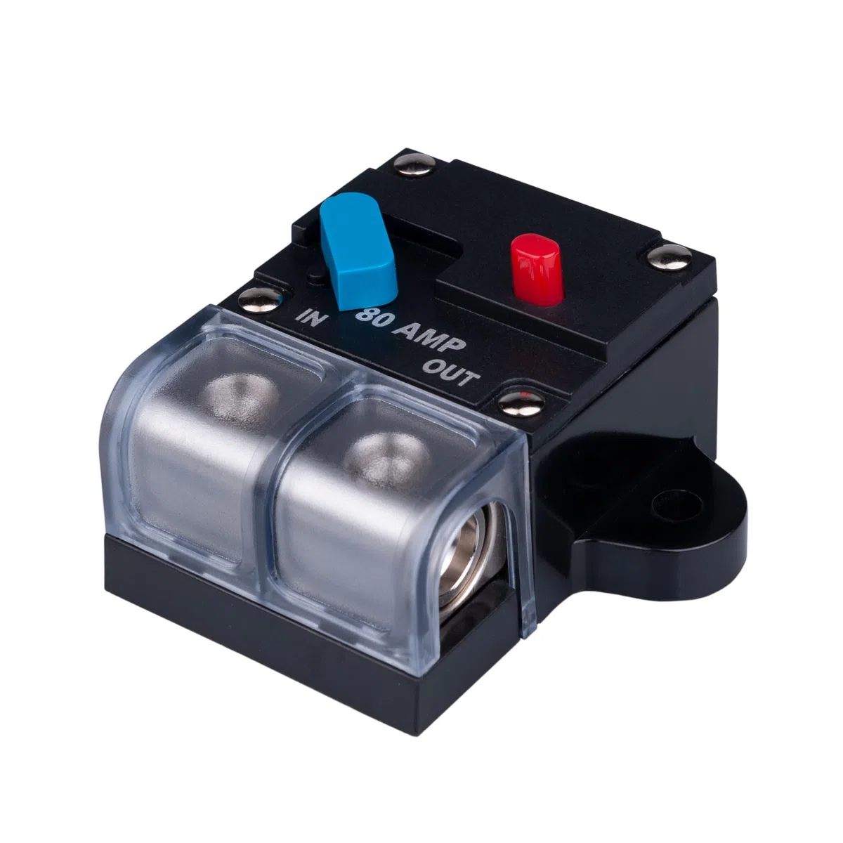 Interruptor Automático de 80 AMP 80A Portafusibles con Recuperación Bloque Inversor Reiniciable DC 12V-48V Volt Motor Audio Impermeable Botón de Reinicio para Coche Automóvil Marino RV Barco Camión