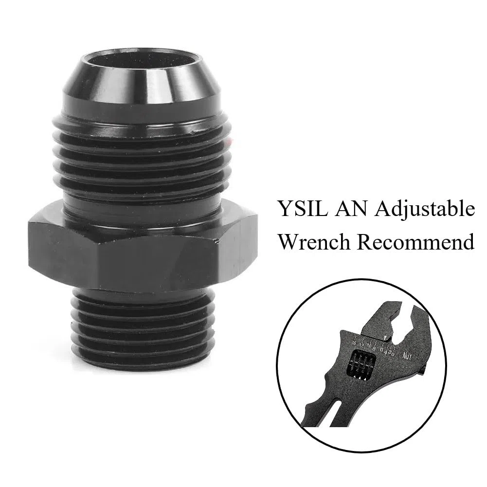 YSIL Adaptador de manguera de combustible métrico macho 6AN a M16 x 1,5 mm, aleación de aluminio, superficie anodizada negra, 2 unidades