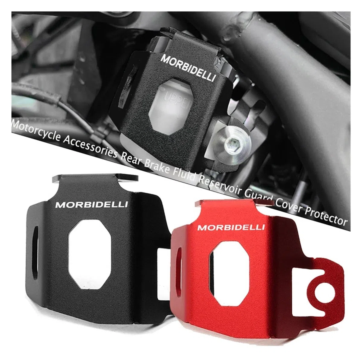 Tapa Depósito Líquido Freno Trasero Motocicleta para Morbidelli T 1002 VX T1002VX, Cubierta Protectora Depósito Líquido Freno Trasero Aluminio, Componentes Protectores(Black)