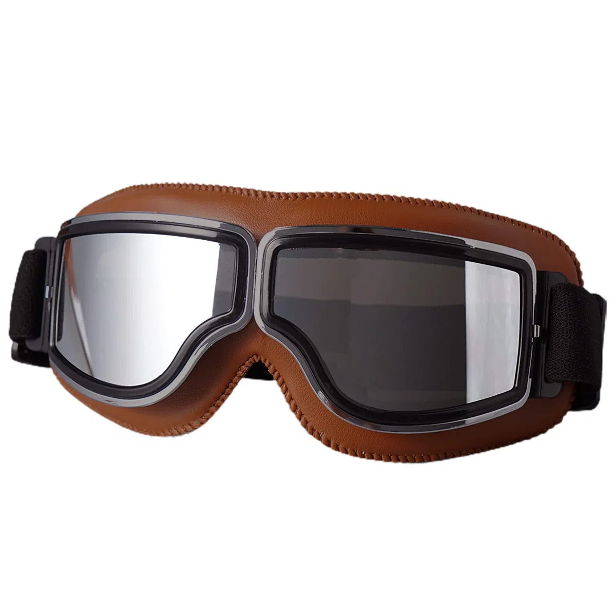 Weigudoc Gafas de moto de cuero PU, gafas de sol Vintage, gafas de sol a prueba de viento, cascos, gafas de Motocross para deportes al aire libre, montar a esquiar