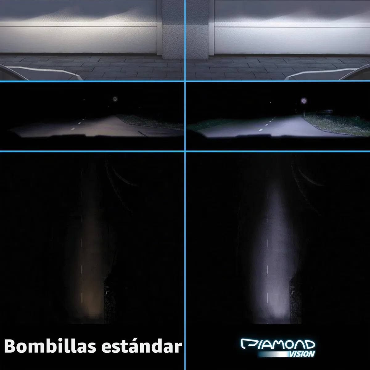 Juego de 2 bombillas H7 de xenón de Diamond Vision, 12 V, 55 W, luz muy blanca de 8500 K, muy duraderas, con certificación E, adaptación 100%, luz de cruce, luz de ráfagas, PX26D