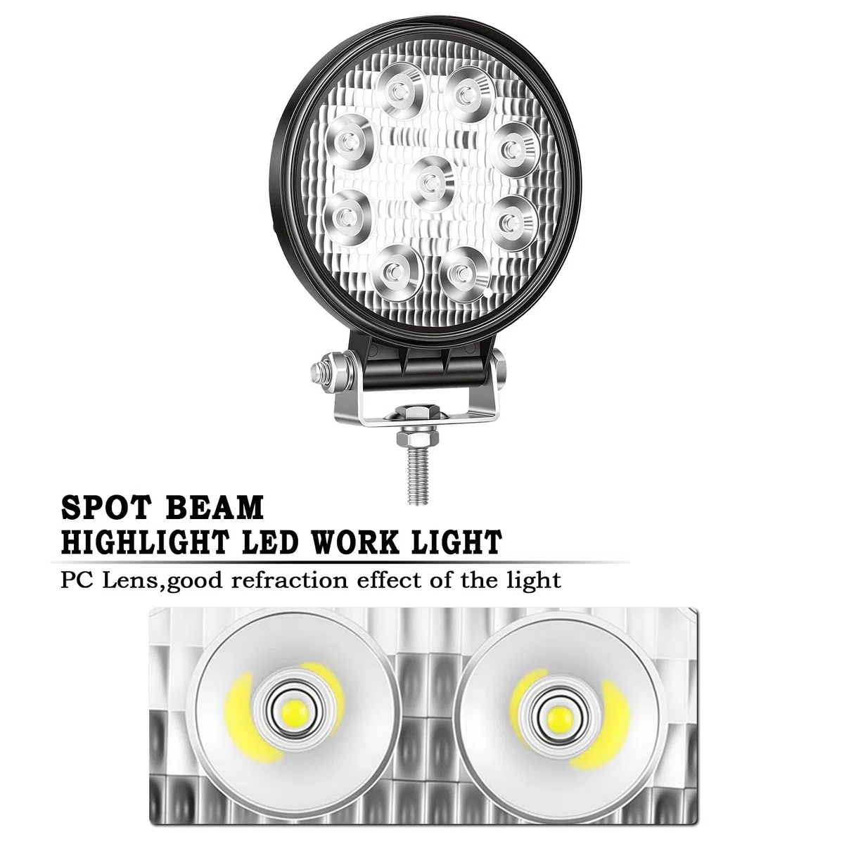 RIGIDON 2 Pcs Redondo Focos Led Tractor, 4 pulgadas 27W faros trabajo Spotlights Luz de Niebla 12V 24V 6000K IP67 impermeable para 4x4 Off Road Coche Camión Moto ATV UTV SUV 4WD Barco