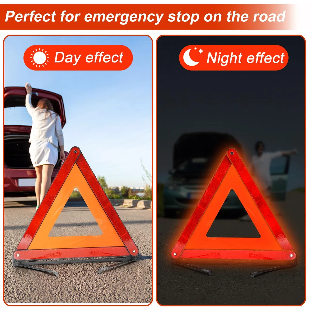 Triangulos Coche Homologados, riángulo de Advertencia Plegable, para Automóvil Emergencias y Averías