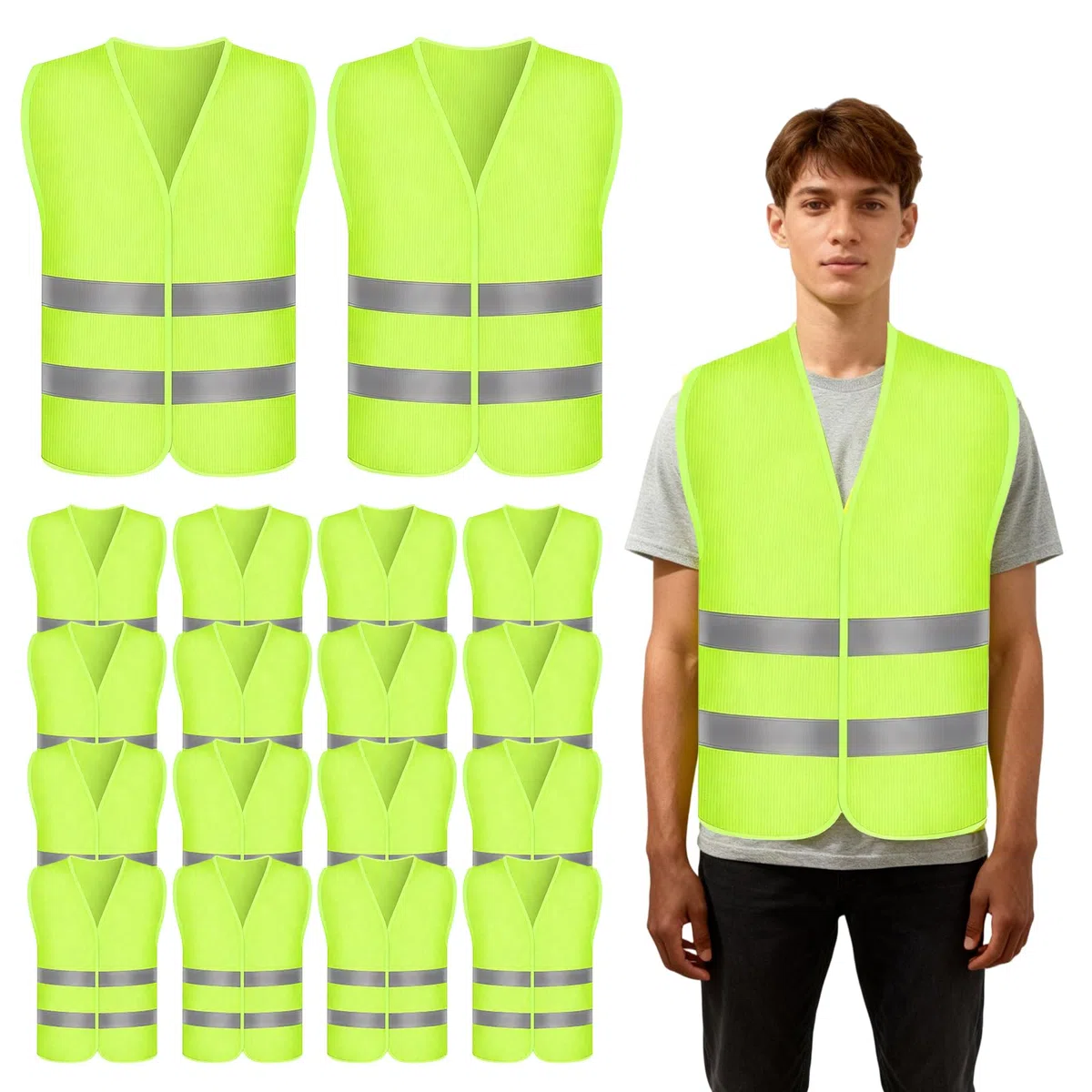 12 chalecos reflectantes para coche, chaleco de seguridad para coche, chaleco reflectante, chaleco reflectante 360°, chaleco reflectante redondo, lavable para conductores nocturnos, trabajadores de la