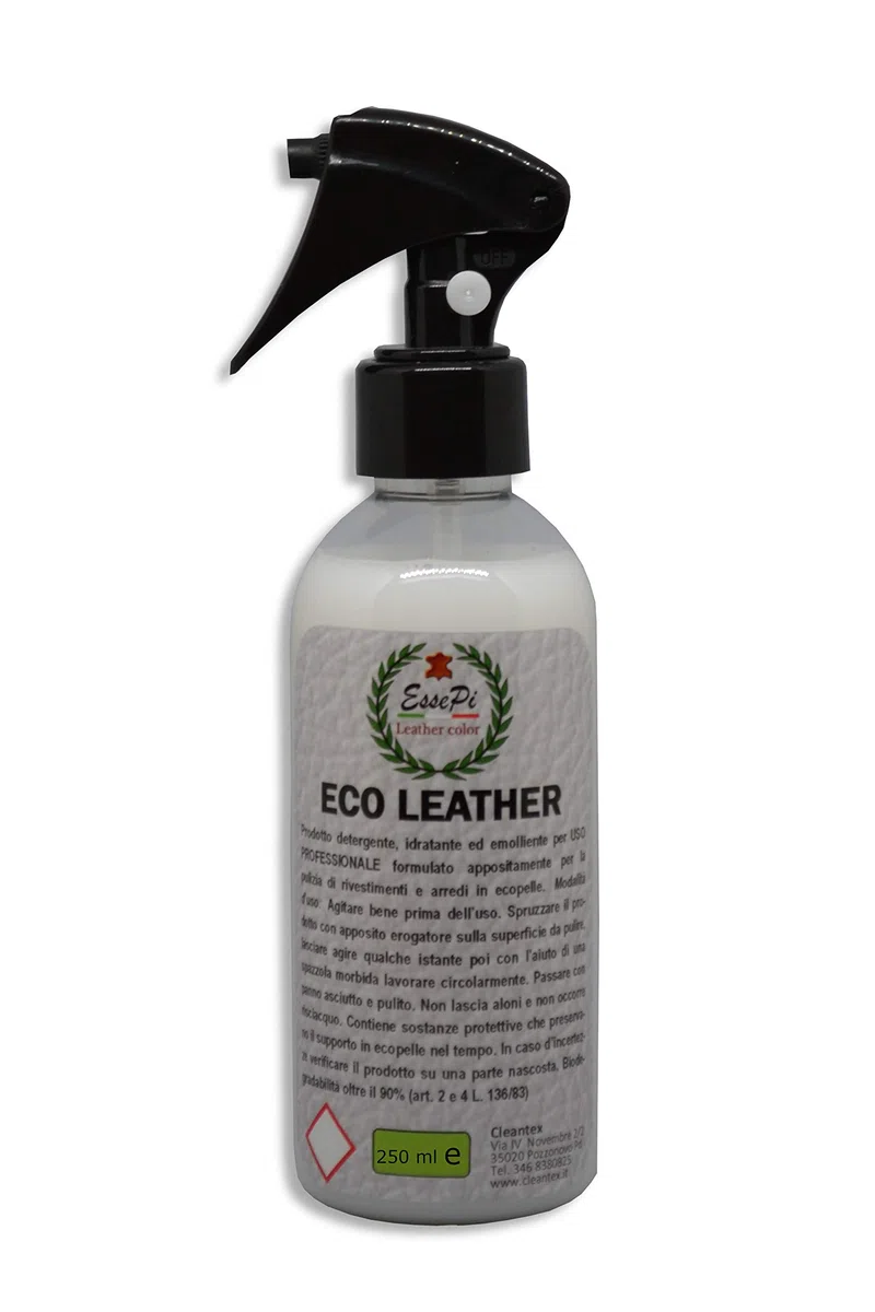 Detergente de cuero ecológico para artículos de cuero ecológico, cuero sintético, vinilo y skai. Limpia, nutre y protege. Producto de alta calidad. Base acuosa no tóxica. 250 ml