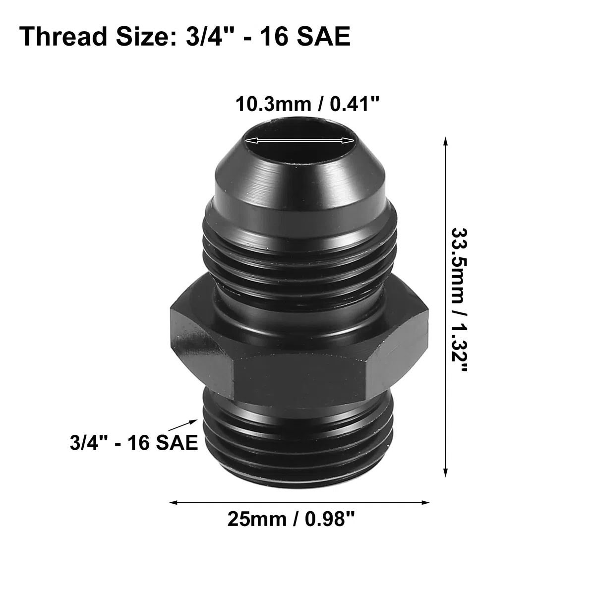 A ABSOPRO AN8 a AN8 Combustible Raíl Adaptador Conector Racor Negro - 4 Uds