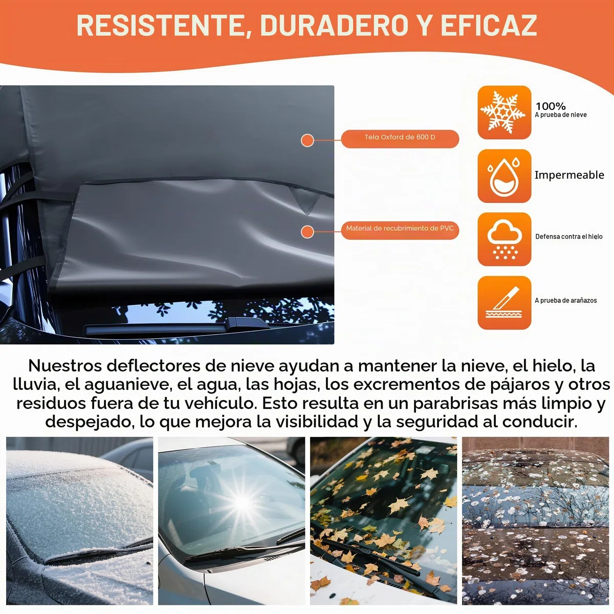 600D Protector de Parabrisas, Protector Parabrisas Coche, Cubierta del Parabrisas con Magnético,Parasol Coche Delantero, Funda Plegable Parabrisa Delantero, Protege de Hielo, Nieve, Lluvia