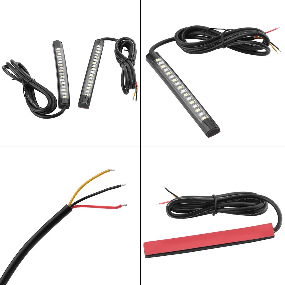 Keenso 17 tiras de luces LED SMD flexibles universales 2x12V Luces de freno de coche Intermitente Luz Trasera Banda Luminosa para Moto Bicicleta Coche RV