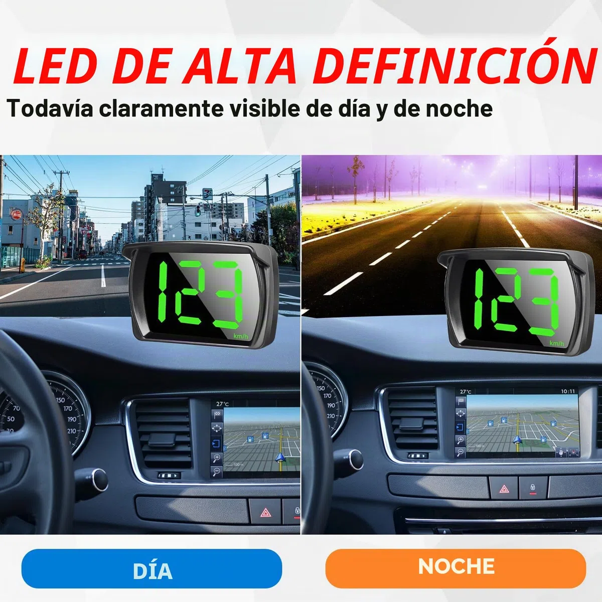 Aicharynic Head Up Display Auto HUD: Velocímetro digital para coche, velocímetro, pantalla universal con GPS + chip dual Beidou para todos los coches, USB Plug and Play, KMH