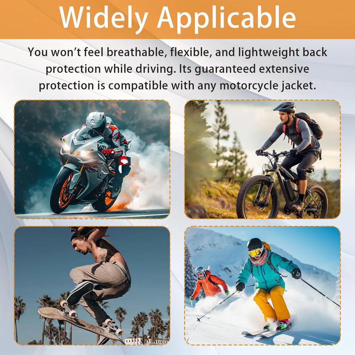 Protectores de Moto Certificados Removibles, Espaldera Moto Protector Dorsal Insertable Protección Espalda Moto Ligero Protector para Esquí, Protector Espalda Alta Seguridad Unisex Adulto