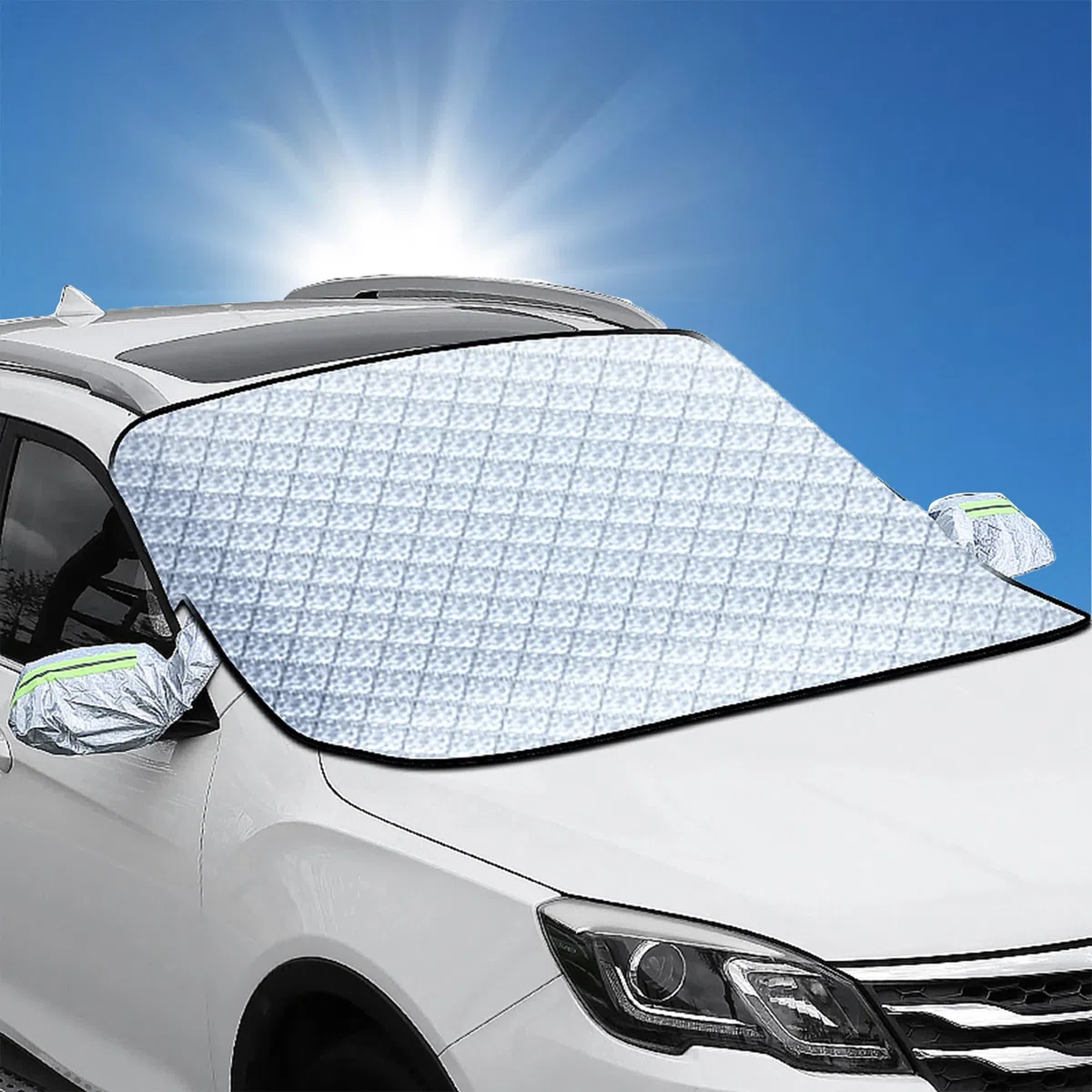 Protector para Parabrisas, Protector para Arabrisas Coche con 5 imanes, Protege de Rayos UV, Hielo, Nieve, Sol, Lluvia para Verano Invierno,160 X 116 cm