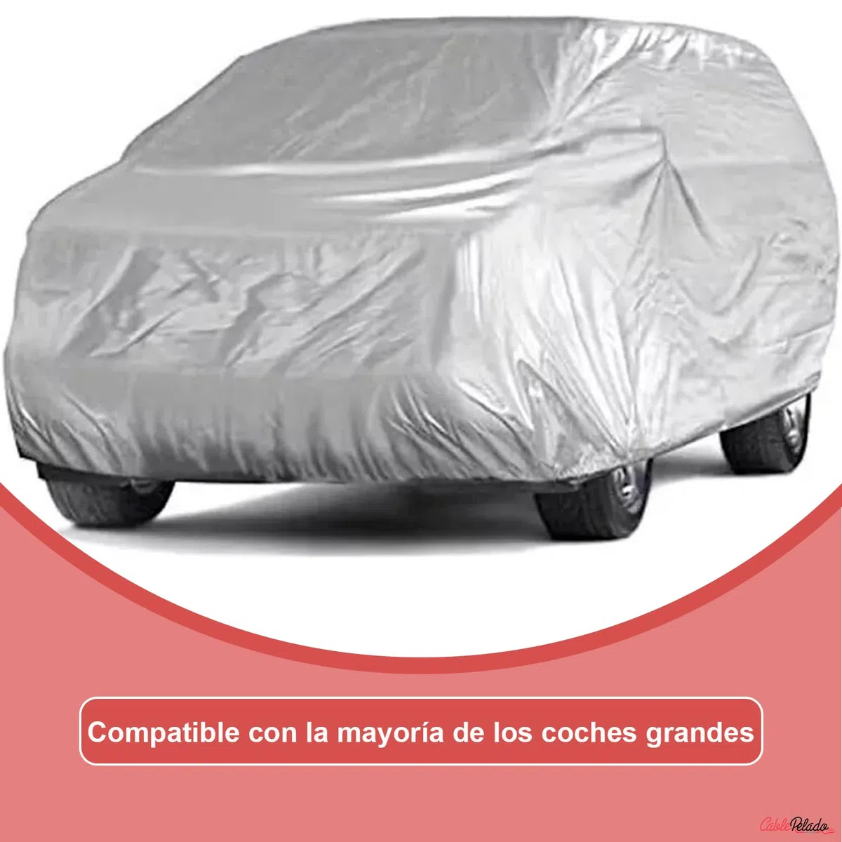 CABLEPELADO - Funda Ligera para Coche Talla XXL (580x175x120 cm) | Cubierta Impermeable Anti-UV y Antipolvo | Polietileno 210D para Garaje y Uso Polivalente