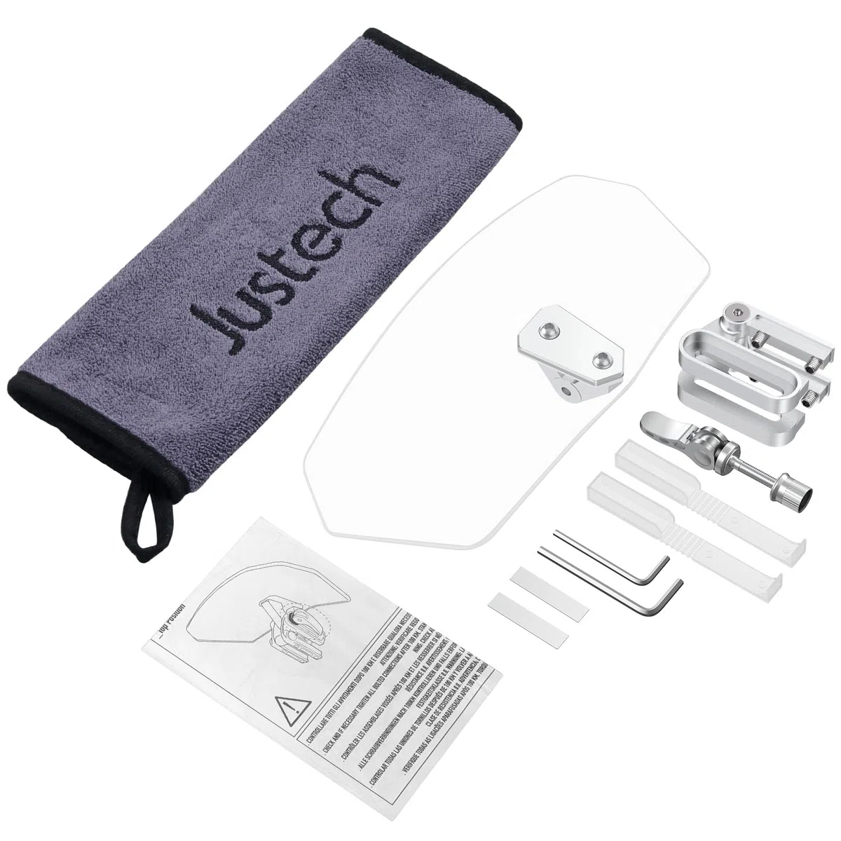 Justech Parabrisas Universal de la Motocicleta Deflector de Viento Ajustable para Motos Durable - Color Transparente
