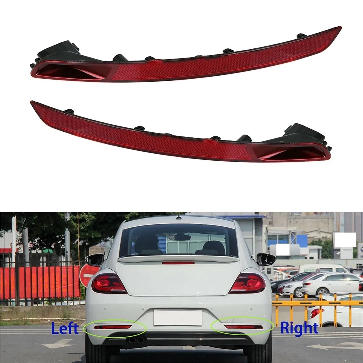 Reflector Trasero Compatible Con VW Para Beetle 2017-2019 Reflector Parachoques Trasero Coche Lámpara Parada Kit Luz Advertencia Señal Giro Accesorios 5C5945701D