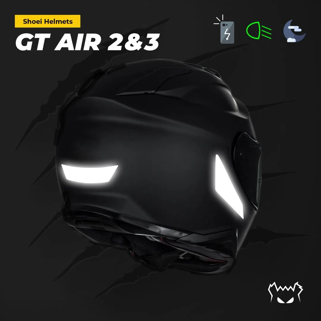 FEAR THE YELLOW BEAR YELLOW BEAR FYB© - Lote de 5 pegatinas reflectantes reutilizables compatibles con Shoei GT Air 2 y 3™, tecnología 3M™, color negro