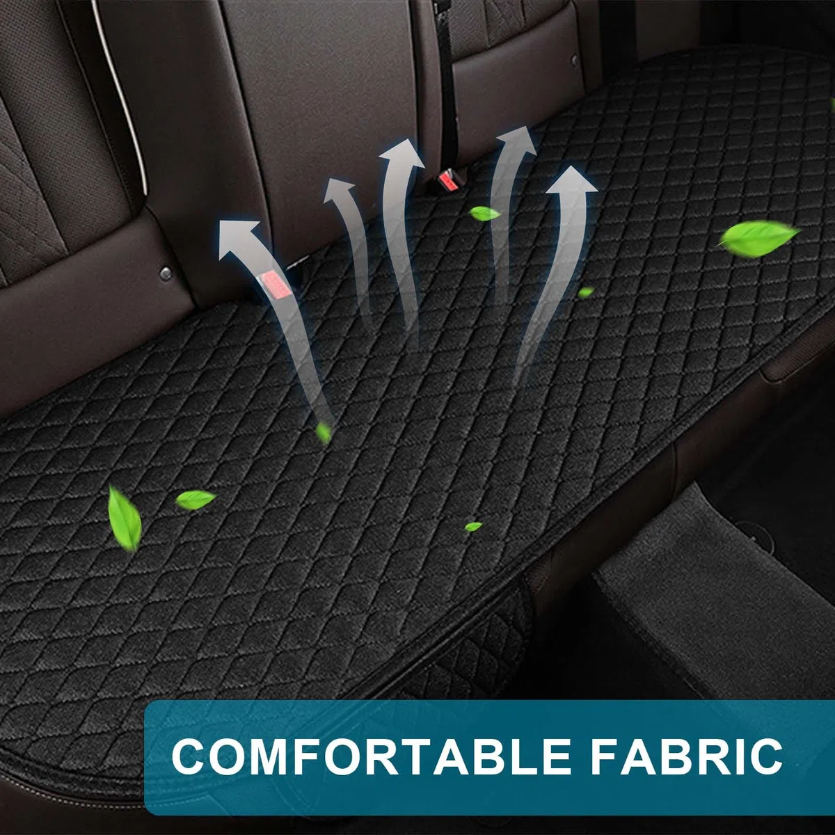 Cojín Asiento Coche Universal Cojin Coche Asiento Trasero 134 x 50 cm Antideslizante Suave Cojines Negro Funda para Asiento de Coche Transpirable Cojines para Asiento de Coche, Tractor, Oficina