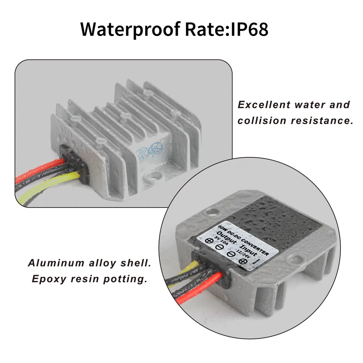 12V 24V Reductor a 5V Convertidor de Voltaje 10A 50W DC a DC Convertidor Reductor de Voltaje Impermeable Ajustable Regulador de Voltaje Uso para Carrito de Golf Módulo de Potencia Club Car