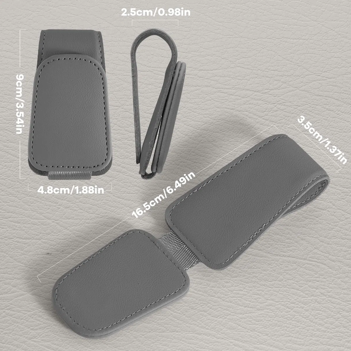 Porta Gafas Coche, 2 Piezas Soporte Gafas Coche Porta Gafas para Coche Universal Magnético Clip Gafas Coche (Gris)