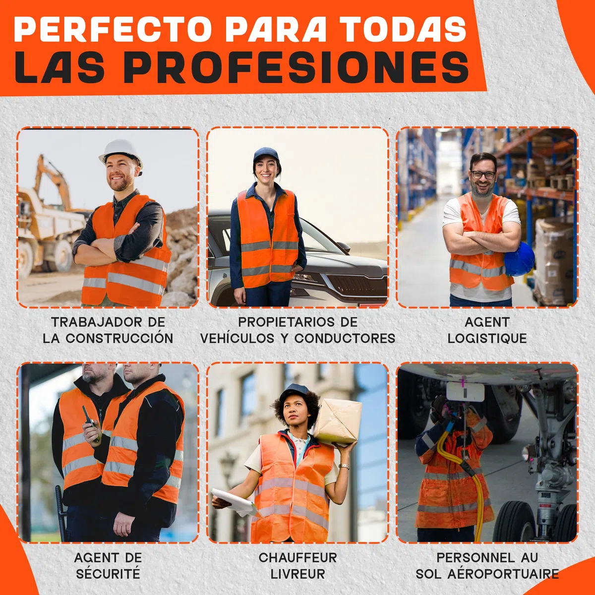 chalecos reflectantes Pack de 4 & 10 para Hombre & Mujer – Cumple con EN ISO 20471 & EN ISO 13688 – Tiras Reflectantes, Ligero & Transpirable – chaleco reflectante moto, chaleco reflectante