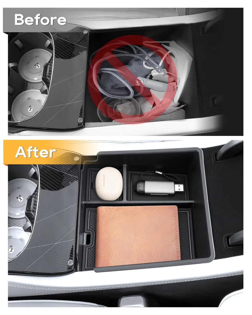 YEE PIN Compatible con BYD Seal EV 2023-2025 2026 Caja de almacenamiento para consola central, reposabrazos central, guantera, bandeja organizadora con alfombrilla antideslizante, para accesorios Seal