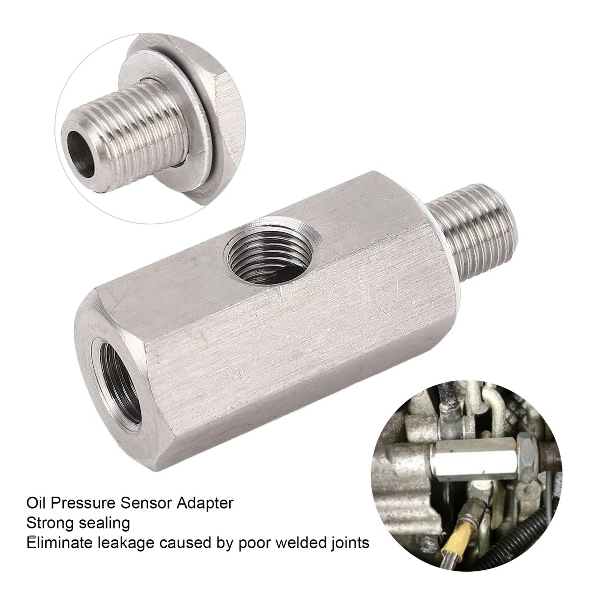 Adaptador de Sensor de Presión de Aceite M10x1.0, Adaptador en T del Sensor de Presión de Aceite, Adaptador en T del Sensor de Presión de Aceite M10x1.0 a Adaptador M10 Medidor