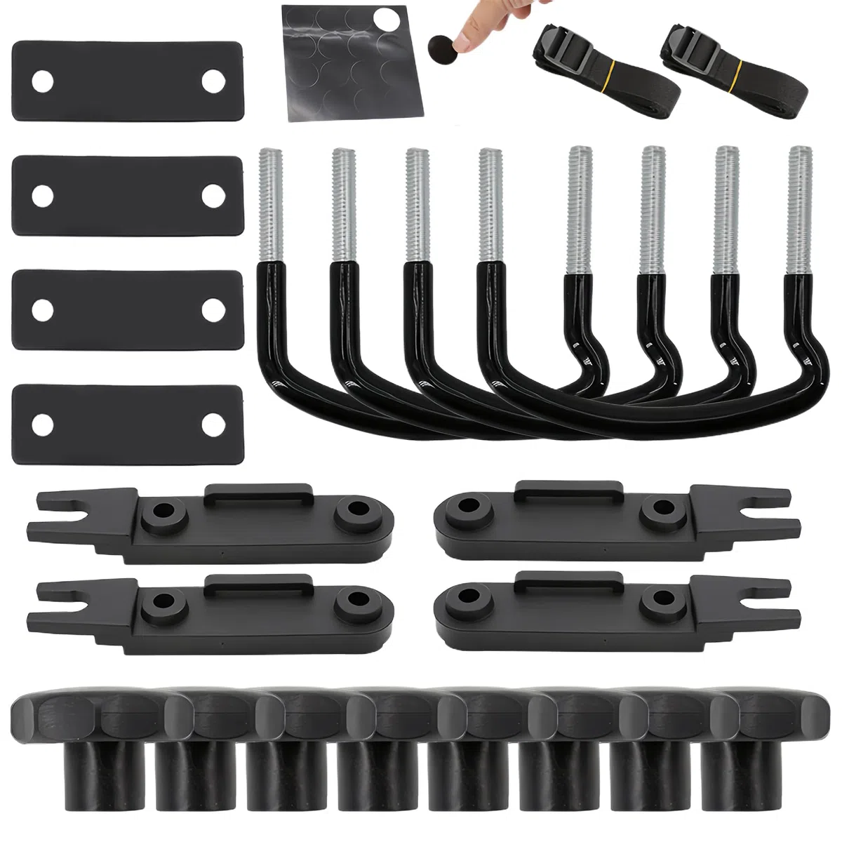 Soporte de Montaje de La Caja del Techo, Caja de Techo Universal de 4 Piezas, Accesorios para Cofres de Techo con 8 Contratuercas Y 2 Vendajes, U Pernos para Caja de Techo Montaje para Coche