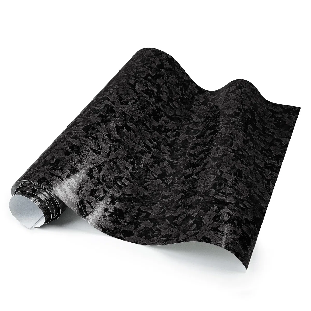 Arespark Vinilo para Coche Fibra de Carbono Forjada - 30x300cm Película Adhesiva Brillante con Canales de Aire, Vinilo de Pet Libre de Burbujas para Decoración Interior y Exterior, Negro Picado