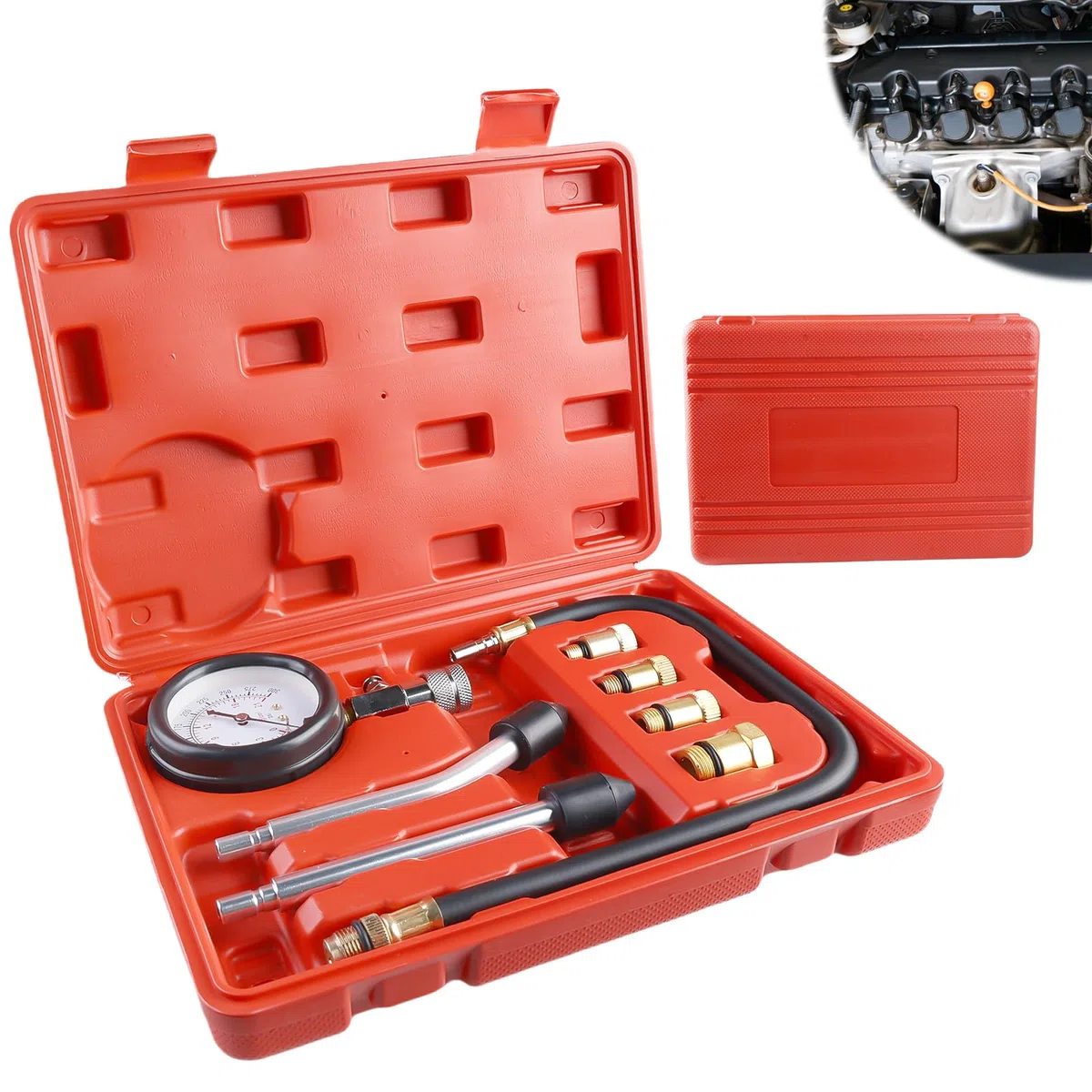 Kit de Tester de Compresión: PRITOK Comprobador de Compresión Estándar, Compresión de Cilindro Motor Kit para Probar Motocicleta Coche Auto Motor Fueraborda Motosierra Moto de Nieve M10 M12 M14 M18