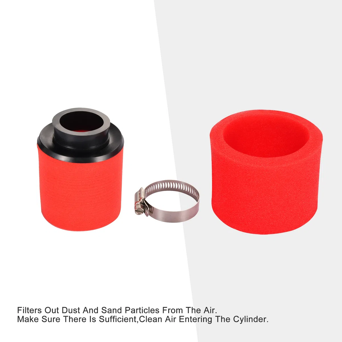 GOOFIT Filtro Aire Esponja Moto 39mm Vertical Universal Pit Bike reemplazo para 49cc 50cc 70cc 90cc 110cc 125cc Motocross Pocket Bike Scooter Quad Rojo