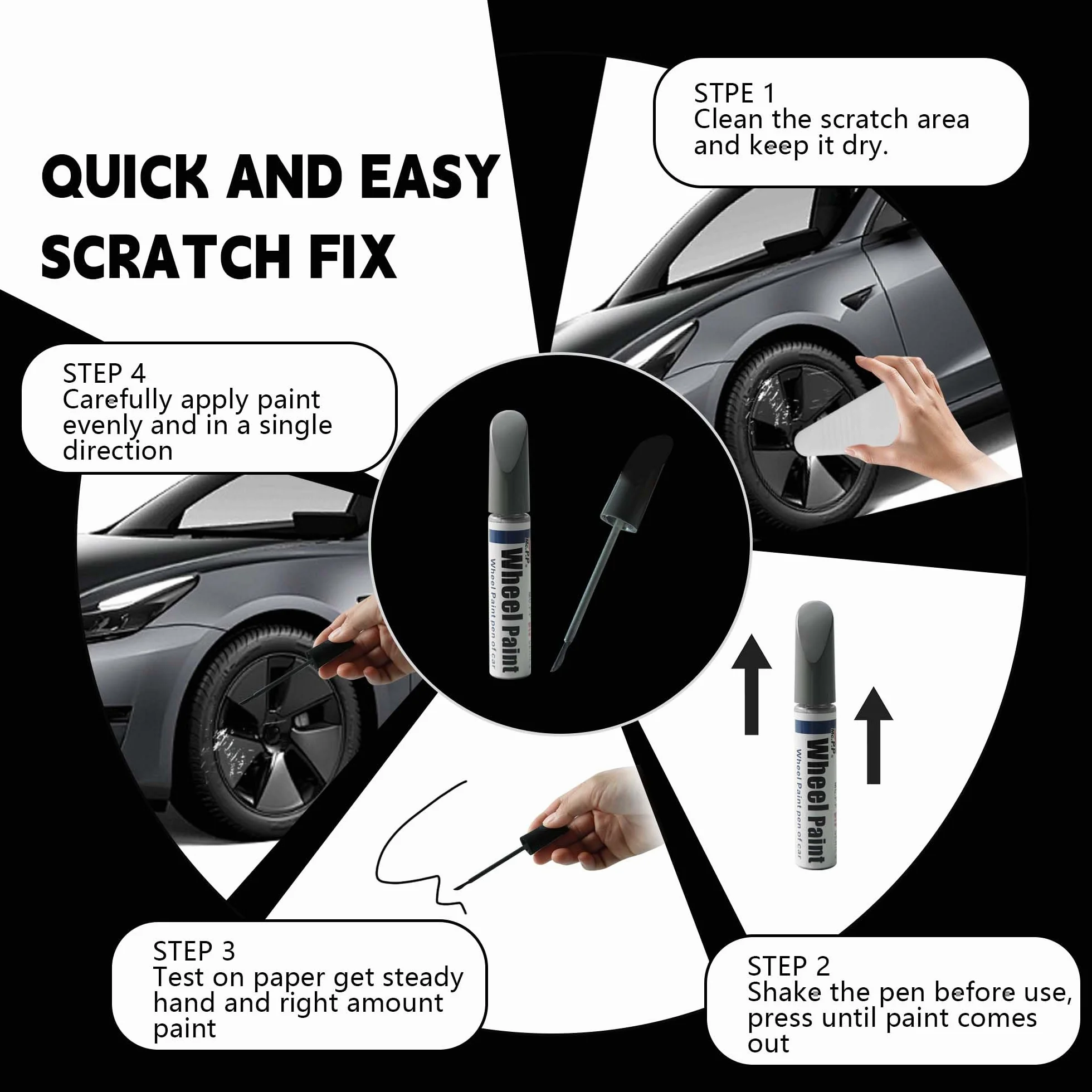 Pintura de Retoque para llantas Para Tesla Model Y Performance 21" Uberturbine Wheel Curb Rash Repair for Model 3 Uberturbine/Stiletto Wheels, Gunpowder