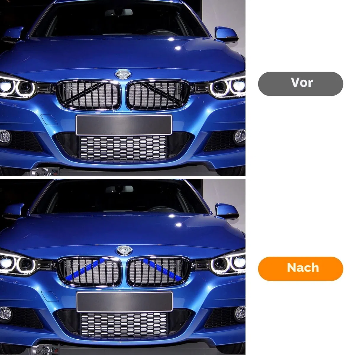 2 Piezas Rejilla Frontale Calandra para BMW M M2 M4 M5 M6 M8 X1 X2 X3 X5 X6 M135i M240i Z4 328i X7, Guarnición Rejilla Elegante Tiras Parrilla Insertos Clips Decorativos Calandra Accesorios