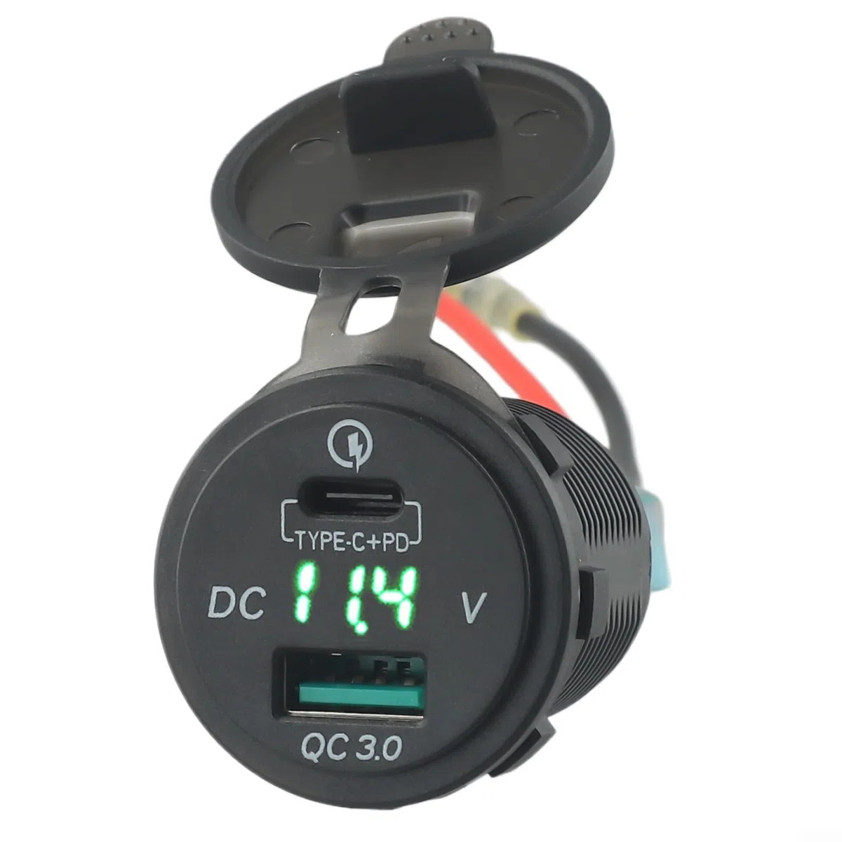 USB-Type-C para QC3.0 Relé de cargador rápido para Kawasaki Versys 650 1000 X300 para 400 650 Accesorio de motocicleta compatible modelos 2014-2020 Entrada negra 10-15V Salida 5V