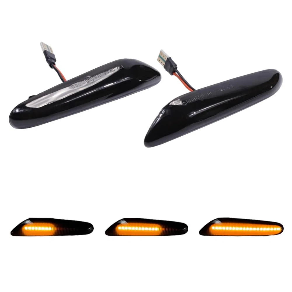 2 intermitentes laterales LED dinámicos con certificado 1 3 5 Series E60 E61 E81 E82 E88 E46 E90 E91 E92 E93 X3 E83 X1 E84 (Negro)