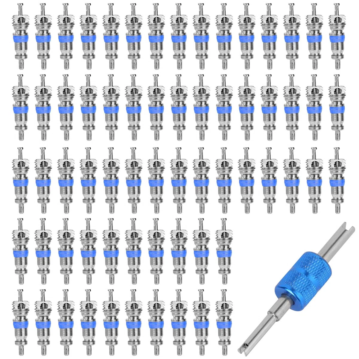 50uds Núcleo Válvula Aire Acondicionado, Repuestos Núcleo de Válvula Premium con Herramienta Extracción Accesorios Prácticos para Aire Acondicionado para R410/R32/R22 Refrigerante