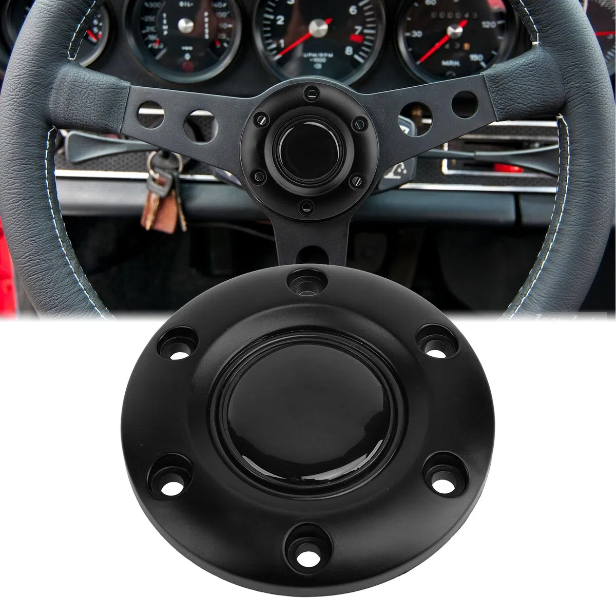 Tapón Central para Volante Cubre Bocina Compatible con Volantes de 6 Orificios Diseño Elegante y Moderno para Mejorar el Interior del Automóvil Fácil Instalación sin Herramientas