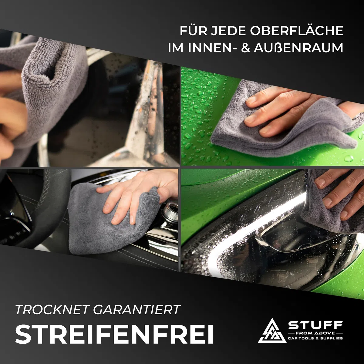 5 paños de microfibra premium para coche 300 g/m² (sin borde), 100 % sin pelusas, absorbente, suave – paño de microfibra para pintura de coche y cabina para pulir, secar y limpiar,