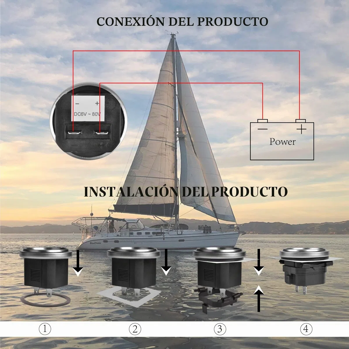 Contador de horas de funcionamiento de cuarzo redondo de 6 V hasta 80 V, anillo de acero inoxidable, contador de horas de funcionamiento, UTV, carrito de golf