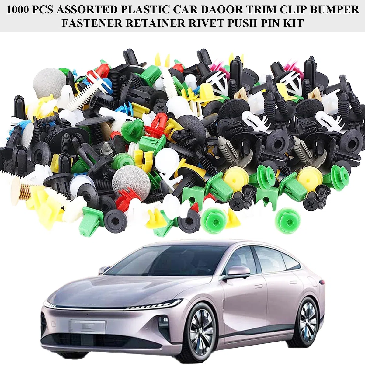 Clips Remaches Plástico Coche 1000 Piezas Clips de Fijación para Coche Grapas Plástico Auto de Nylon con Herramientas Desmontaje Clips de Coche Universal para Varios Modelos de Autos