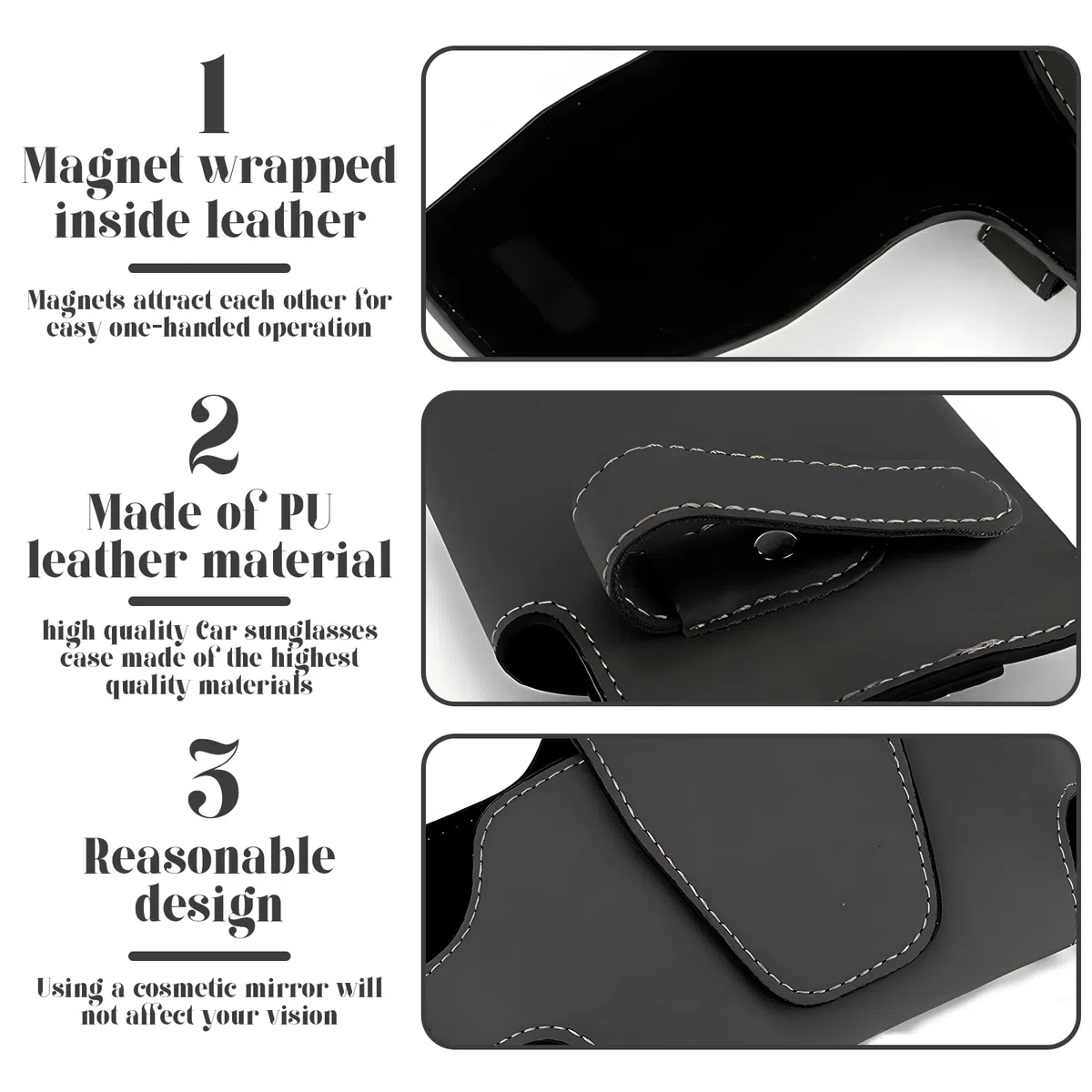 Coche Gafas Caja,Clip para Visera de Coche,Funda Porta Gafas de Sol para Coche,Funda para Gafas de Coche Universal, para Almacenamiento de Clips de Gafas, Accesorios(Negro)