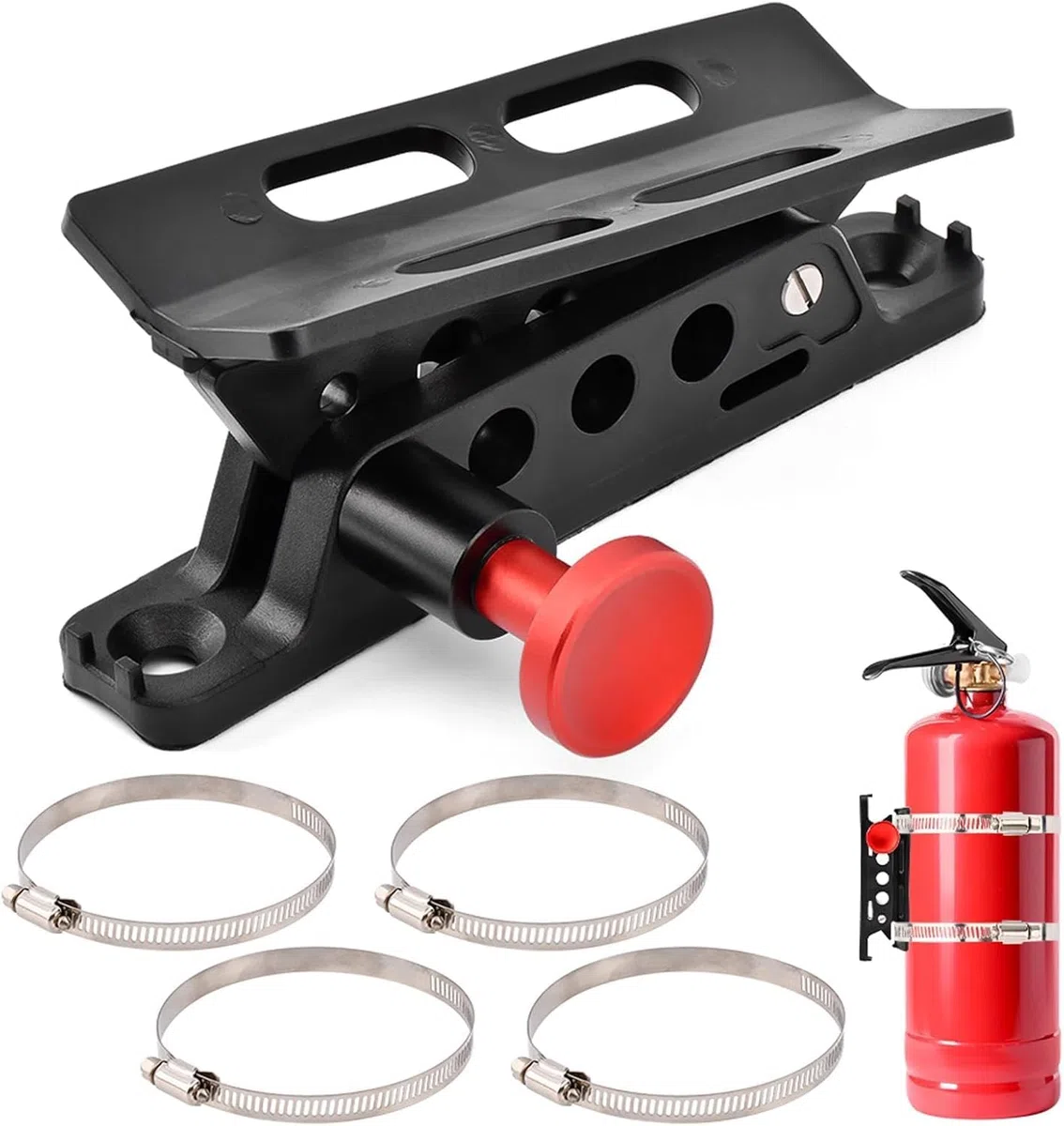 Soporte para Extintor de Incendios Liberación Rápida, Soporte para Botella de Extintor Incendios con Montaje en Barra Antivuelco de Aleación de Aluminio para Sport/JK/Sahara