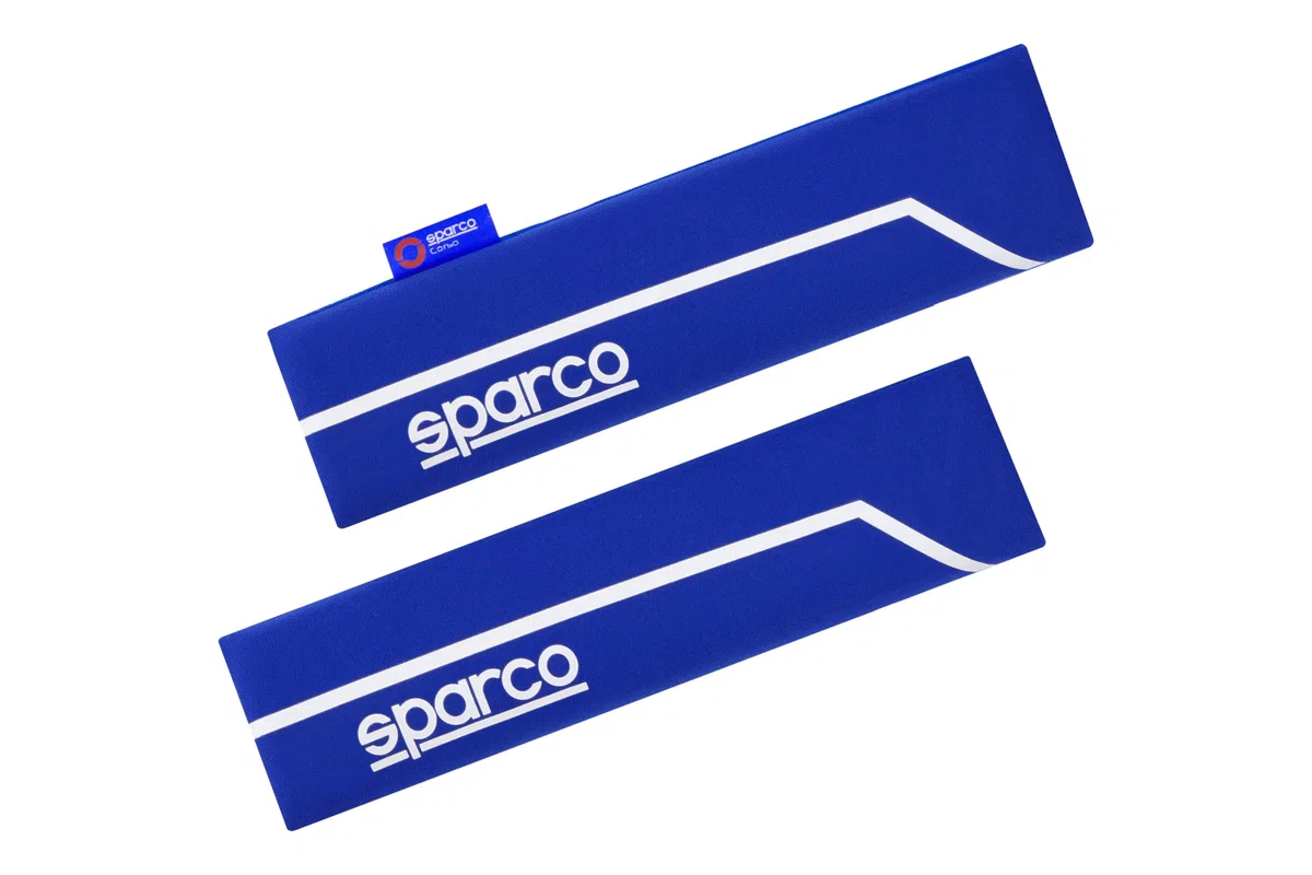 Sparco SPC1200 Pillow Seat Belt, Blue/ White