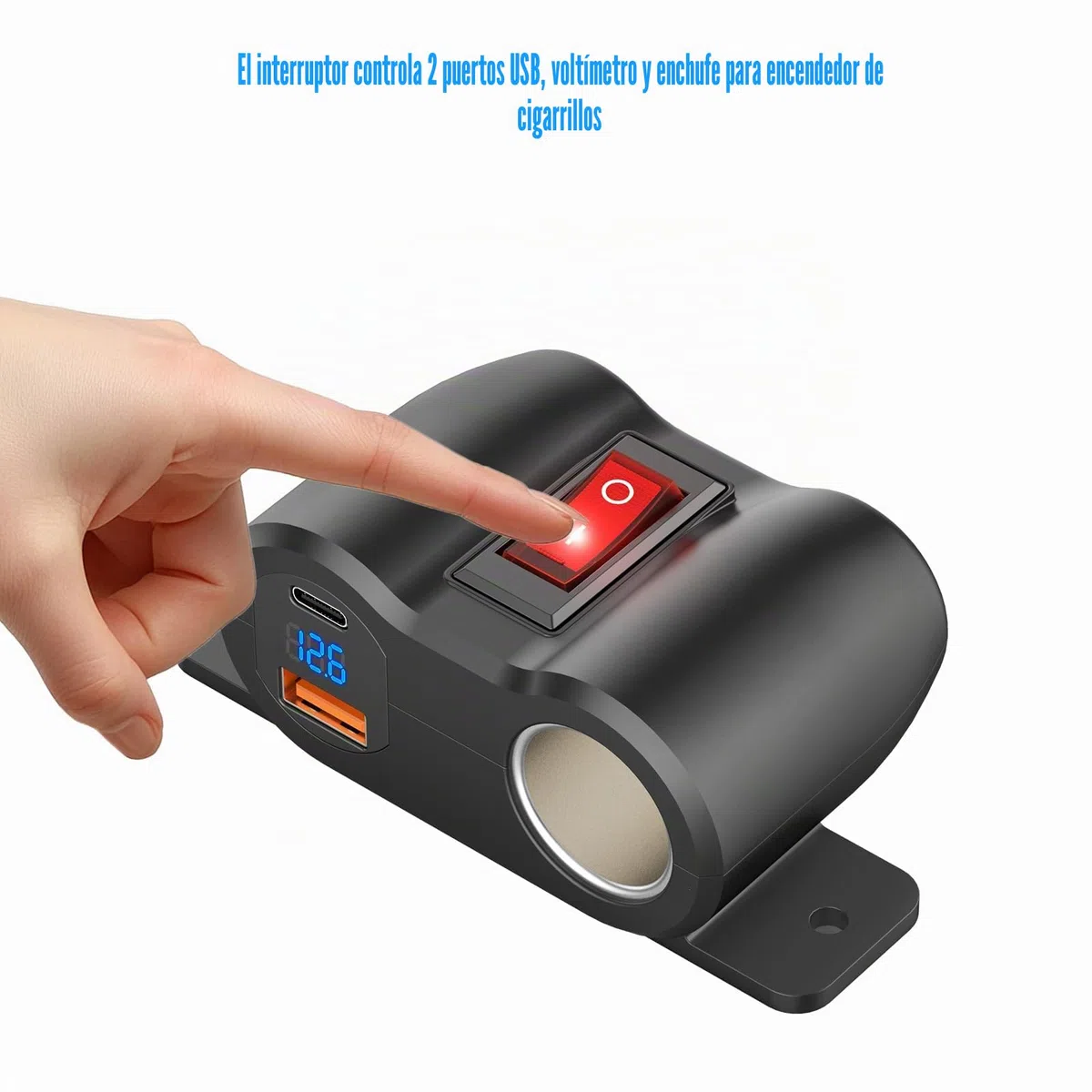 Panel de Línea de Premontaje 2 en 1 Toma USB 12V Toma de Mechero, PD 30W y QC3.0 Cargador de Puerto USB de Coche con Voltímetro LED, Adaptador Enchufe 120W con Interruptor Para Coche Barco Marina