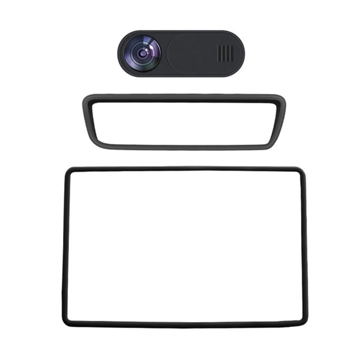 3 Protector Pantalla para Tesla Model 3 Highland 2023 2024 2025 2026, Silicona Marco Pantalla Táctil Protector Espejo Retrovisor Cubierta Cámara Privacidad,Black