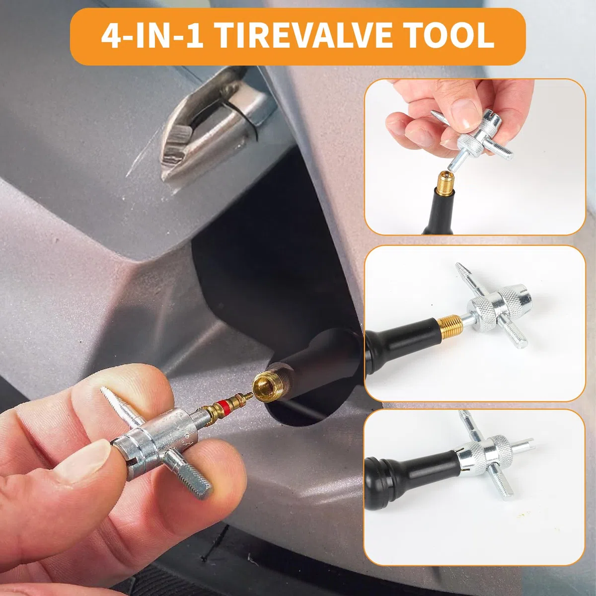 DBREAKS Juego de 24 Herramientas para Válvula de Neumático, Válvula de Goma TR413 TR414, Extractor de Válvulas, Llave de Gancho, Herramienta Auxiliar, Kit de Reparación para Coche, Moto, Bicicleta
